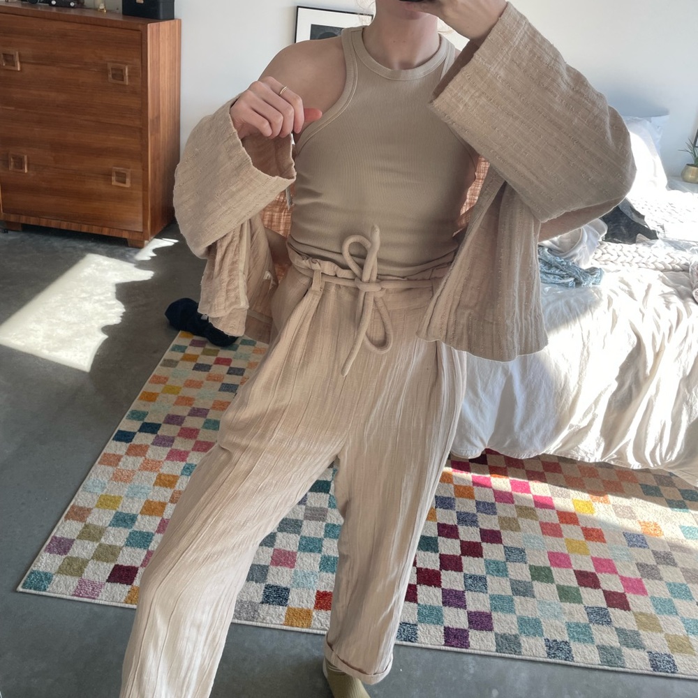 Free people linen pants and blazer set